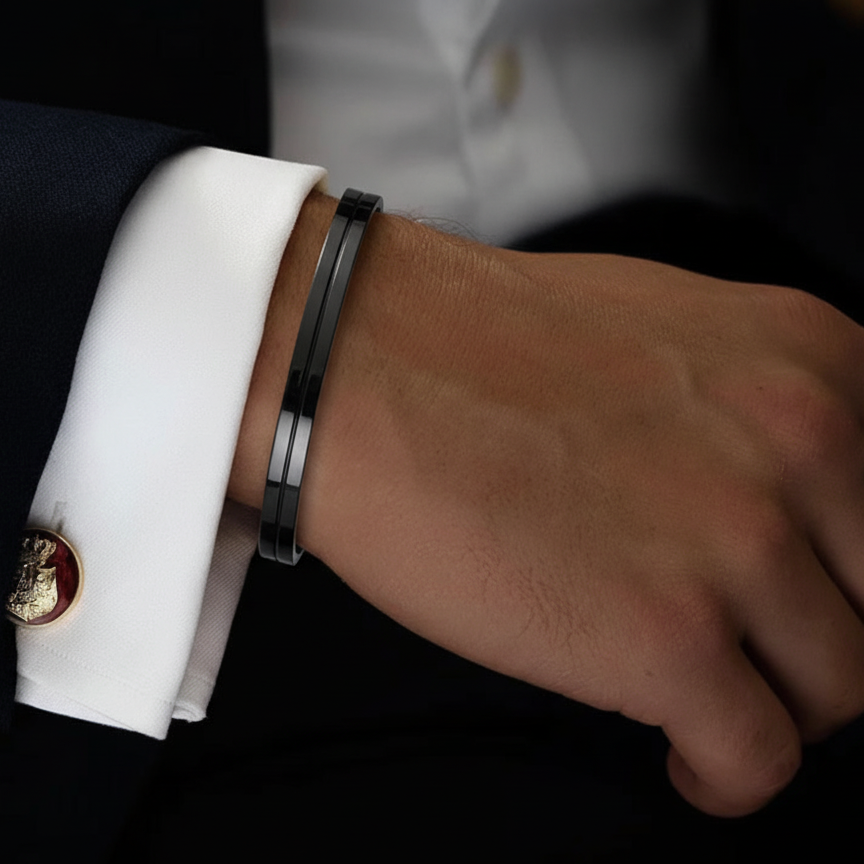 Bracelet Homme Élégant en Or Double Bande