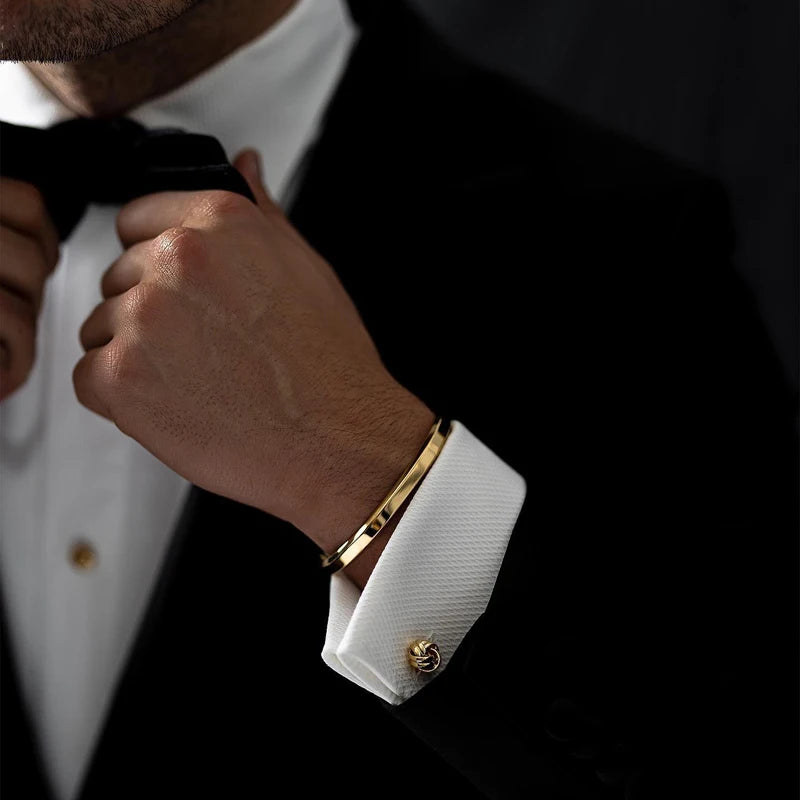 Bracelet Homme Élégant en Or Double Bande